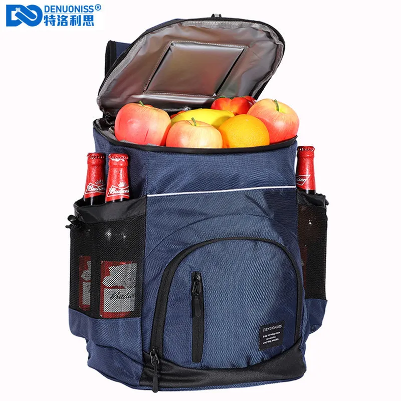 Ice Packs/Isothermic Bags DENUONISS 33L Cooler bag Soft Large 36 Cans Thermal Backpack Insulated Bag Travel Beach Beer Leak-proof Food Storage Bag 230710