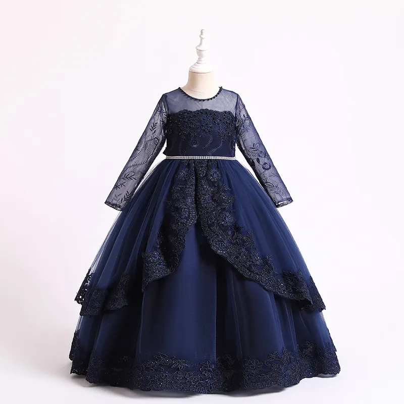 Princess Dress Handmade Beaded Long Sleeve Ankle-Length Polyester Crepe  Chiffon from Dhgate Girl's Dresses - price 29.55