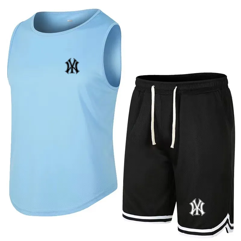 Mens Tracksuits Summer Tank Top Shorts Quick Dry Male Fitness Running Vest Breathable Tracksuit 2pcs Outfits Sleeveless TShirt Set Men 230710