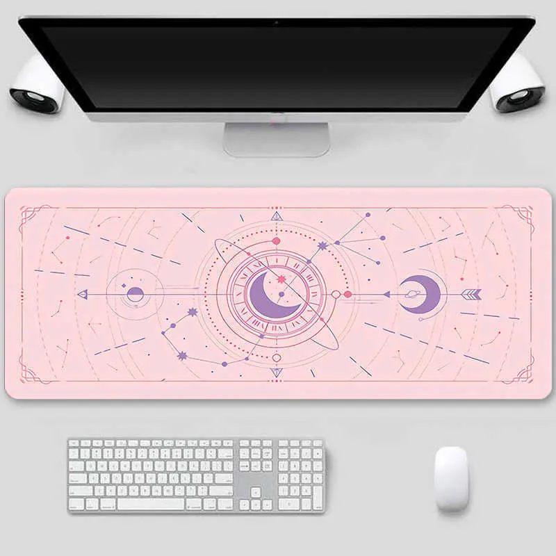 Muskuddar handled Sun Moon Mouse Pad Game Accessories Mat Söt matta Player Purple Pink Magic Stor tangentbord MousePad R230711