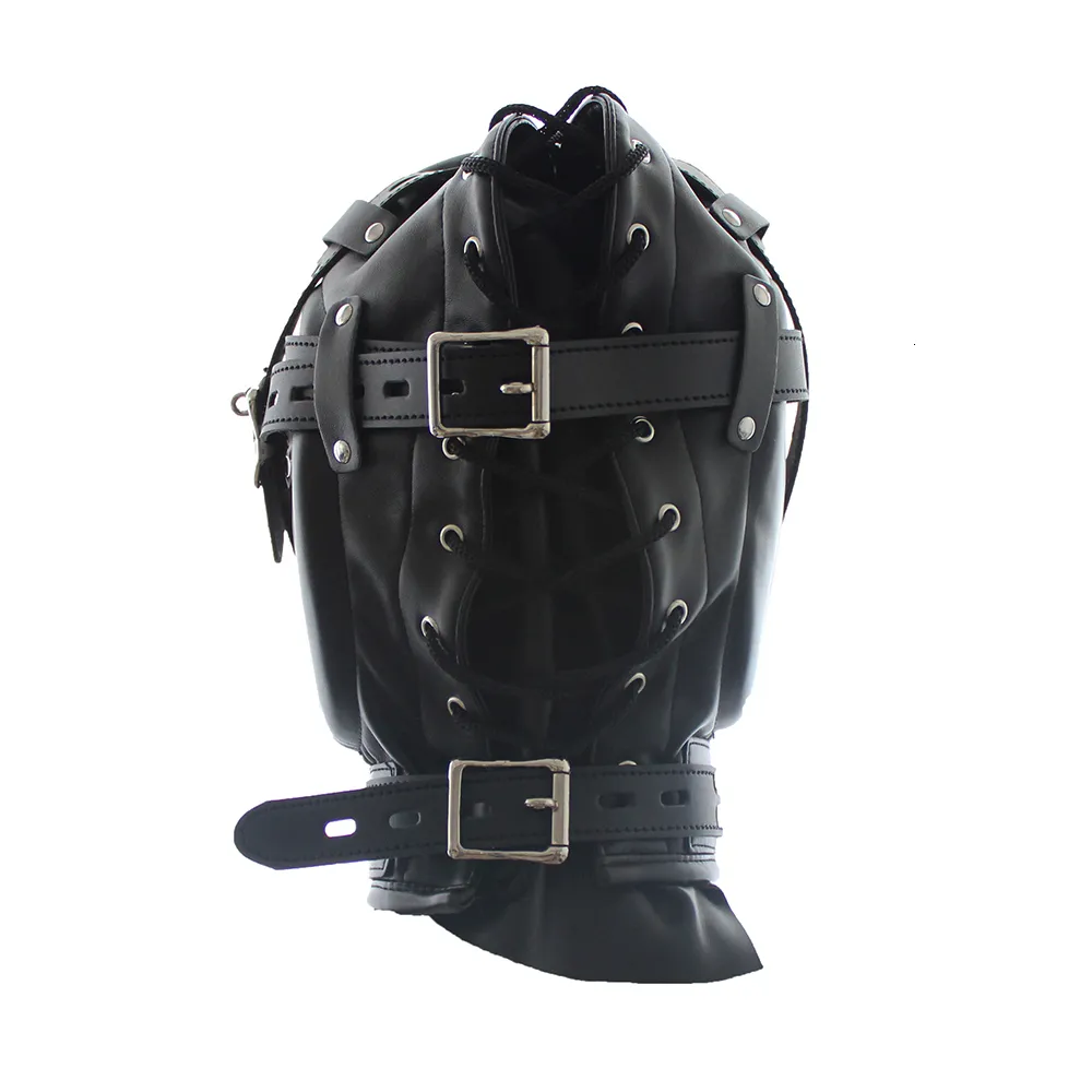 Sex Toys For Couples BDSM Bondage Full Masks Sensory Deprivation Gimp SM Leather Padded Slave Role Play Hood W_voghion.com