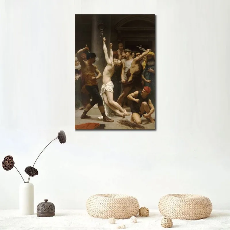 Religieux Toile Art Flagellation de Notre Seigneur Jésus Christ William Adolphe Bouguereau Célèbre Oeuvre À La Main Décor À La Maison