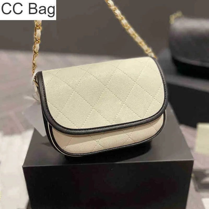 CC Bag Shopping s 17/23cm Postman Flap 2022 Vintage Calfskin Classic Quilted Plaid Contrast Color Totes Metal Chain Shoulder Crossbod