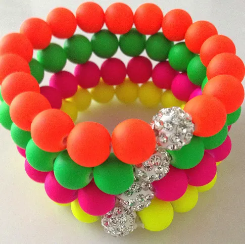 Corrente 12 peças de cada cor 3 peças Mix u434 escence Candy Beads pulseira de cristal Bola Stretch Pulseiras 230710