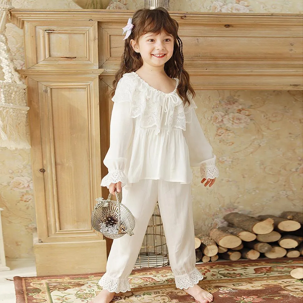 Embroidered Lace Pajama Sets For Girls Lolita Style Vintage Toddler Kids Pyjamas Sleep Loungewear From Jiao09 15.38 DHgate.Com
