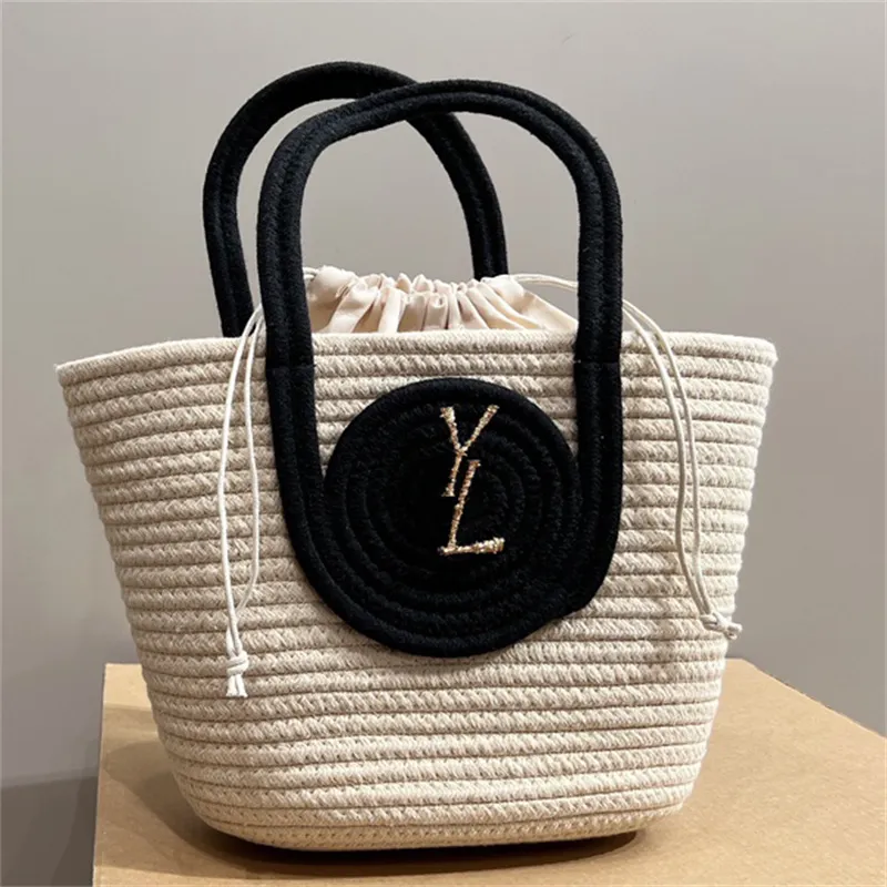 7A Designer Beach Bgas Woman Luxury Grass Woven Vegetable Basket Totes Casual Straw Bag Summer Knitting Shoulder Bag Cute Purses Gentle Lady Shopping Bag