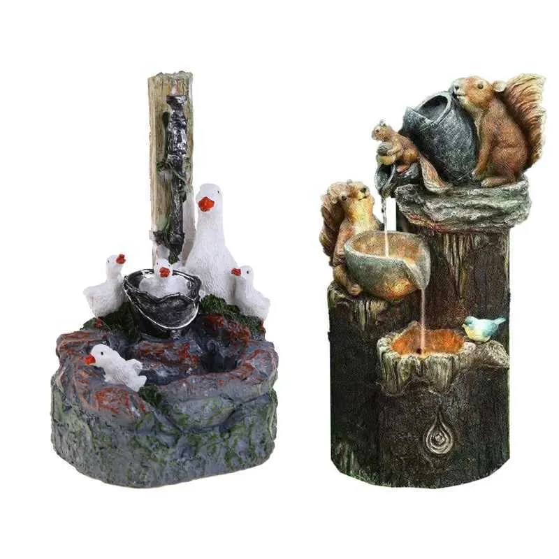 2x Eichhörnchen-Statuen Aus Kunstharz – Gartendekoration, Ca. 18x8x10 Cm