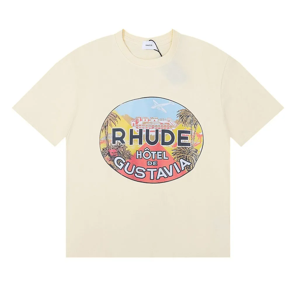 Rhude Mens T Shirt High Quality Tess Designer Casual Fashion Manga corta Europa América Men Mujeres Cuelas redondas Cabello US SALA S-XXL 30