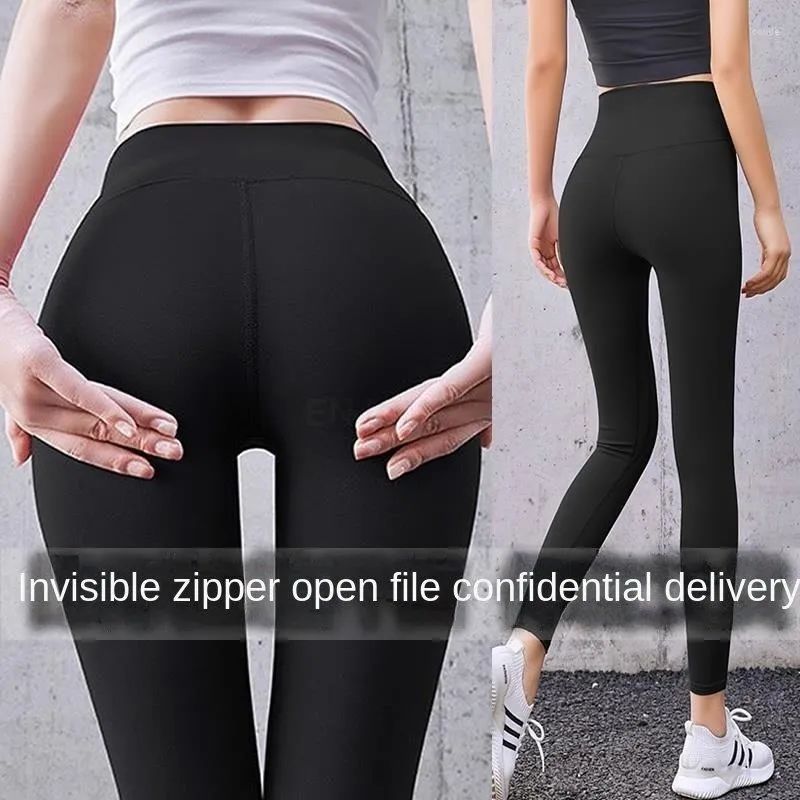 Kadın Tozluk Elastik Sıkı Temptation Tülbüsü Tam Fermuarı Açık Kasık Seks Pantolon Kadın Çift Pantolon Görünmez Yoga Leggins Kadın