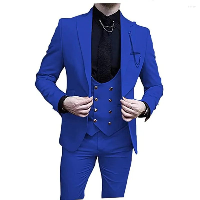 Men's Suits Groom Wedding Set Tailcoat Dressing Ball Formal Party Custom Business Leisure 3 Piece (Jacket Pants Vest)