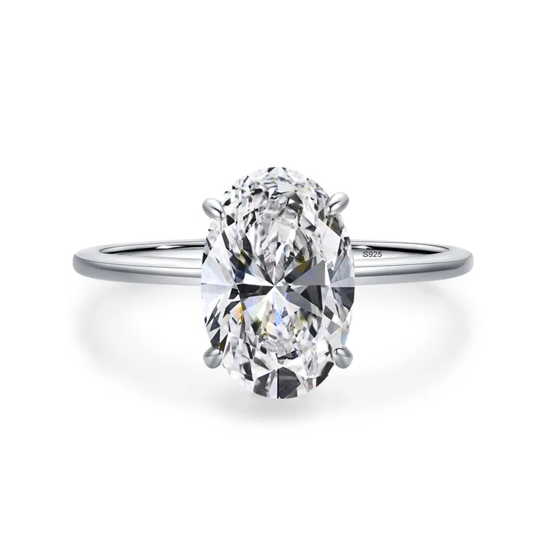 LESF Oval 4.5 Anelli di fidanzamento Moissanite per le donne Fedi nuziali in argento sterling S925 Gioielleria raffinata