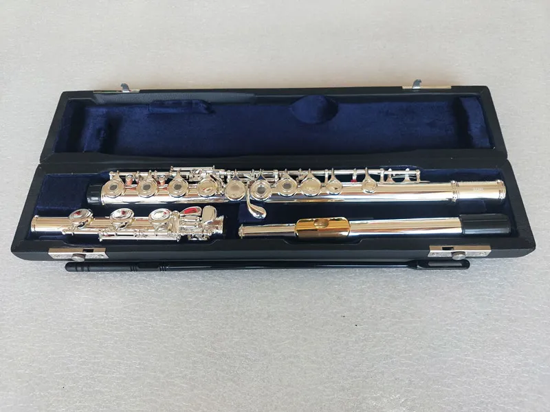 Gemeinhardt 3OB Real Pictures 17 Keys Open Hole Flute Gold Lip Silver Plated Body C Tune Flute Musical Instrument Free Shipping