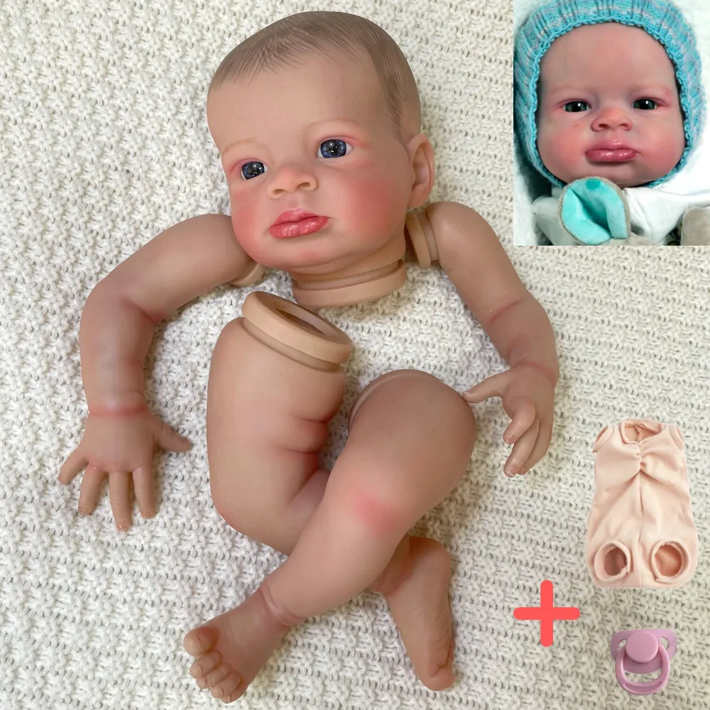 Poppen 20 inch Reborn Doll Onderdelen Reborn Doll Onderdelen Lanny Ongemonteerd Levensechte Baby 3D Huid met Zichtbare Aderen Doek Lichaam Inbegrepen 230710