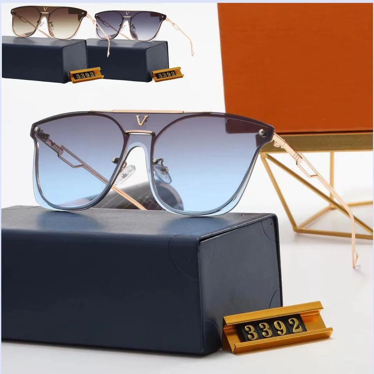 Designer lunettes de soleil lunettes de soleil dame designer femme lunettes de soleil designers fleur lentille PC plein cadre mode haute qualité impression de luxe abat-jour en métal