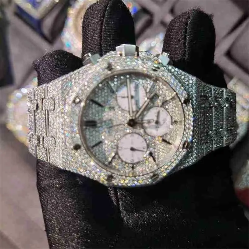 Bewegingshorloge Met Diamond Mosang stenen diamanten horloge-aanpassing kan de automatische 1SYP van de mens passeren