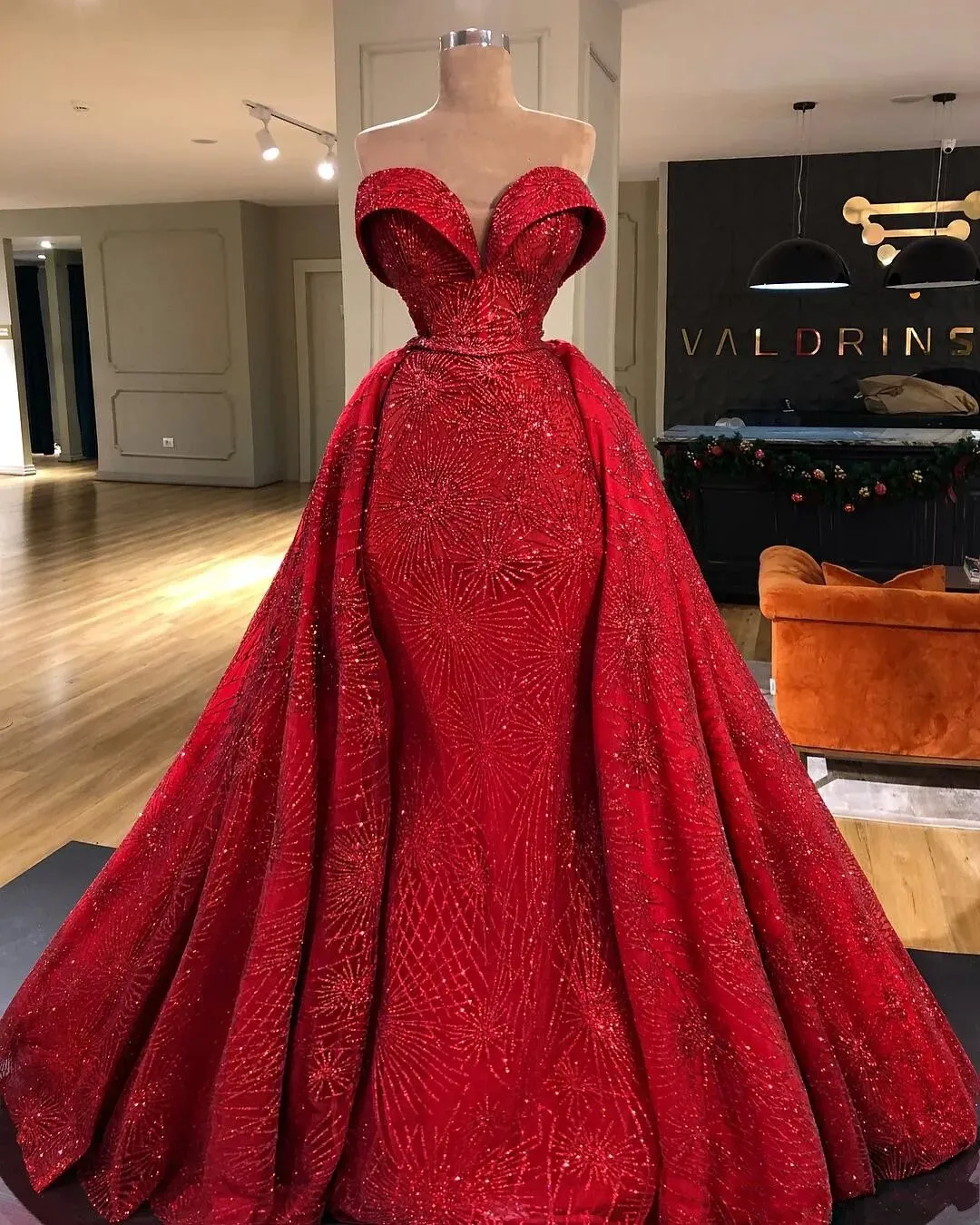 open lace back dress Red Simple Evening dress,evening Dress with Train,V-Neck Prom Dress PD00080, US16W / Dark Navy main image 1