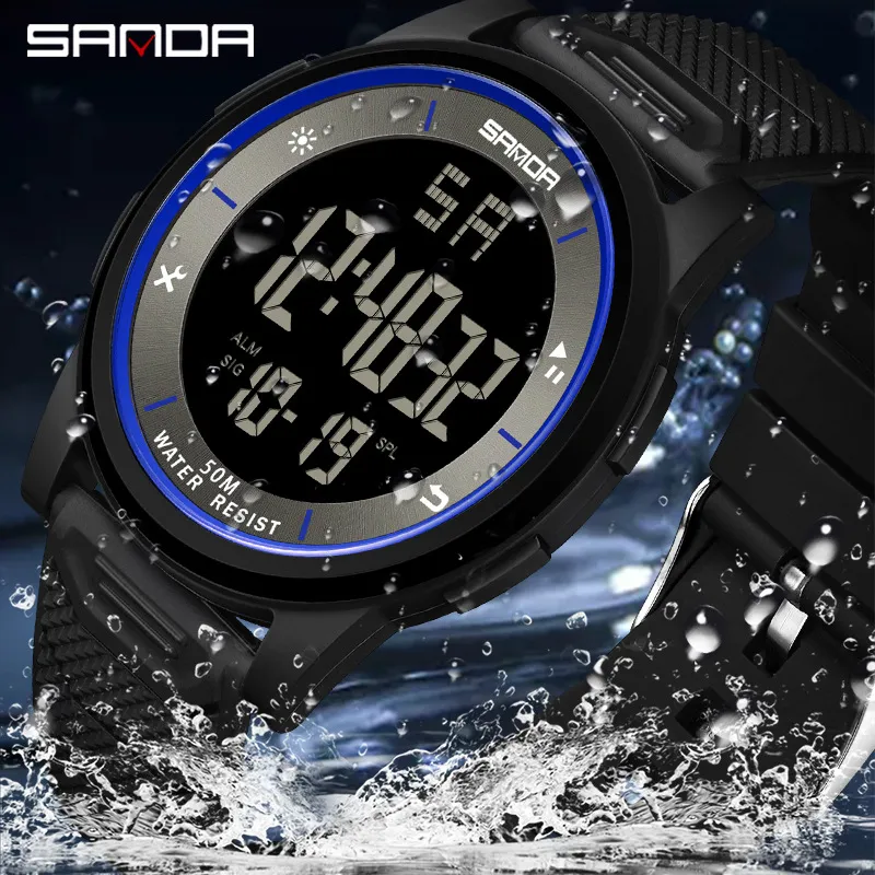 SANDA 6107 2023 Fashion Men's Watches 10mm Super Slim Electronic LED Digital Watch for Male Clock Wristwatch Relogio Masculino