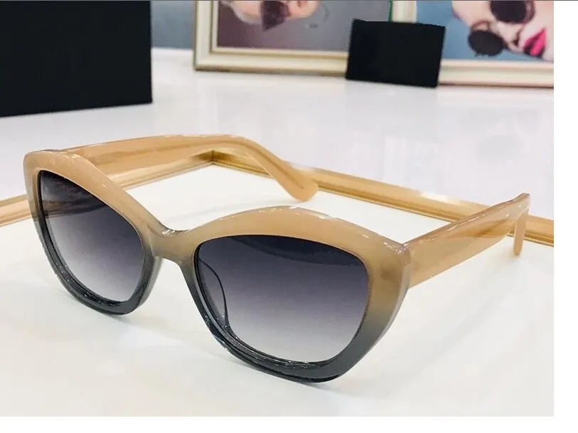 2023 femmes hommes lunettes de soleil de haute qualité beige noir largeur planche plein cadre violet clair Gradient Color Butterfly lunettes disponibles avec boîte