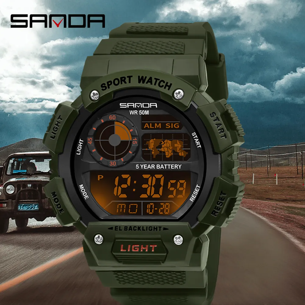 Sanda Men Watch Wastepiece Pilot Pilot Wristwatch Sports Waterproofwatch Wastwatch Getters Wast Watch مجموعة هدية للرجل