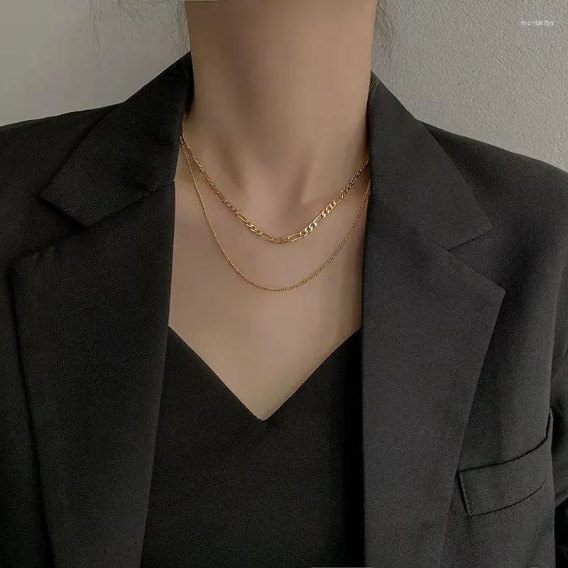 Collane con ciondolo Color oro Catene a più strati Girocolli per le donne Temperamento Collana a catena clavicolare Gioielli femminili Regali Collares