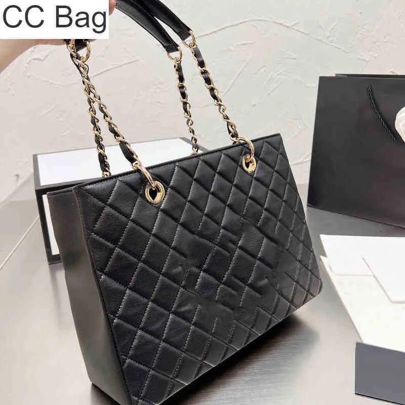 CC Bag Shopping Bags 22ss Luxury Gst Top Caviar Calfskin Classic Quilted Plaid Metal Chain Shoulder Designer Ladies Outdoor Regular Retro Un