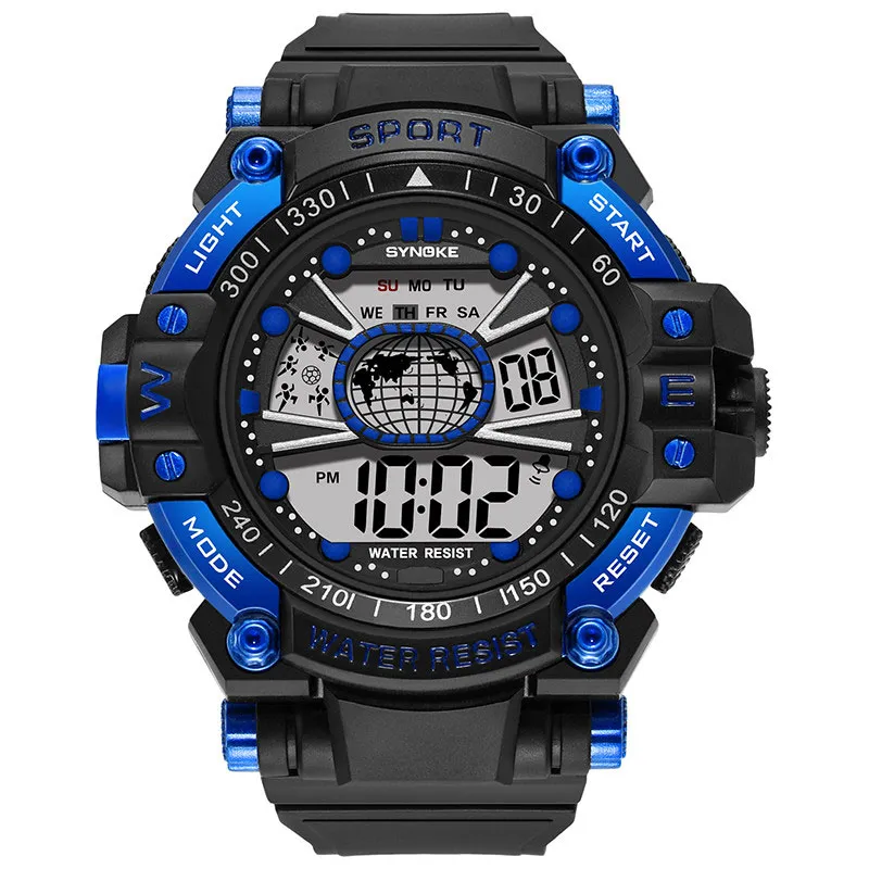 SYNOKE sportowy męski zegarek cyfrowy męskie wojskowe zegarki wodoodporne człowiek budzik wędkarski 2022 Earth Football Design Watchwrist
