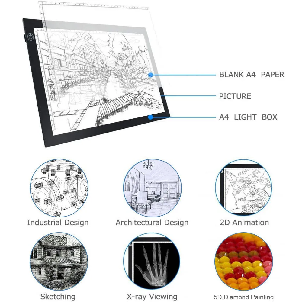 A4 Light Board, Portable Tracing Light Board, Magnetic Drawing Board Light Drawing Board Light Meter Cricut Tracing Light Board Tracing Light Built In