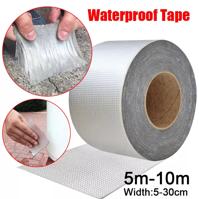 Adhesive Tapes High Temperature Resistance Waterproof Tape Aluminum Foil Thicken Butyl Tape Wall Crack Roof Duct Repair Adhesive Tape 5-10M 230710