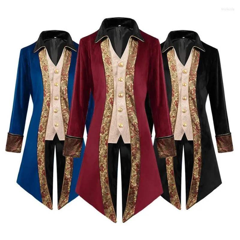 Trench Coats Masculino Medieval Smoking Jaqueta Gótica Casaco Vitoriano Fraque Steampunk Traje de Festa de Halloween Roupa de Casaco Vintage