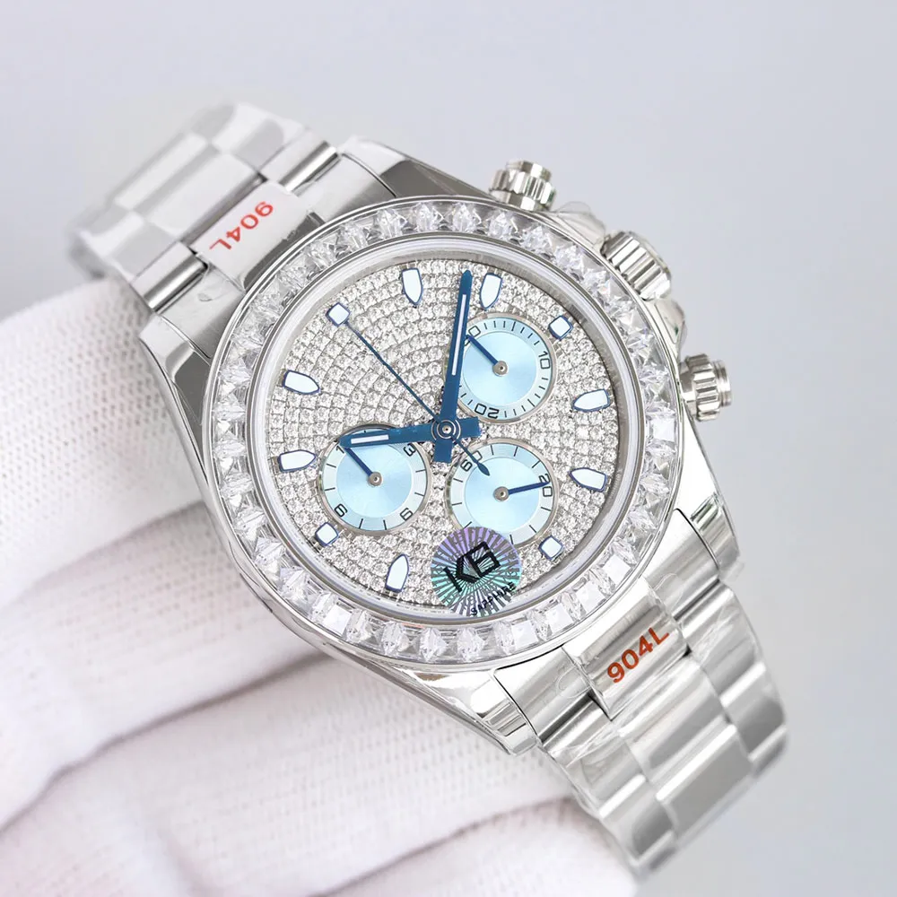 Mechanische automatische diamantheren Watch 7750 Timingfunctie Designer Horloges Sahire 40mm dames polshorloges Dimontre de Luxe 678880 ES