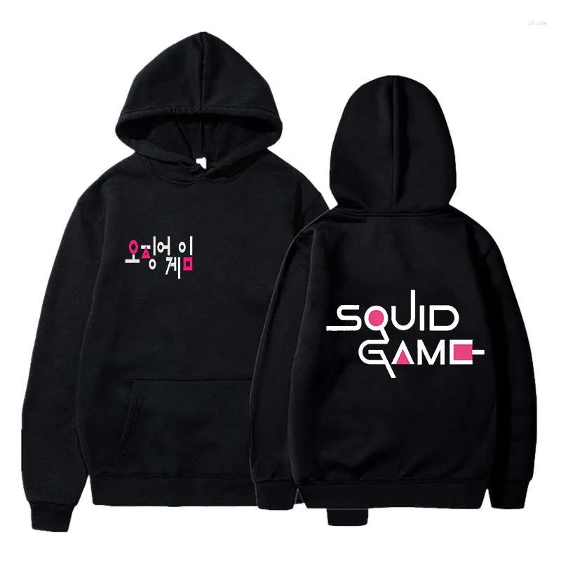 Men's Hoodies Men's Women's Korean Game Hoodie Unisex Squid Streetwear Hip Hop Harajuku Black Autumn