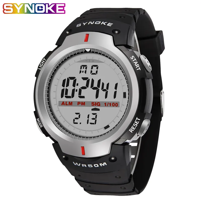 SYNOKE Kol Saati montres hommes 30M étanche électronique LED numérique en plein air hommes sport montres chronomètre Relojes Hombre