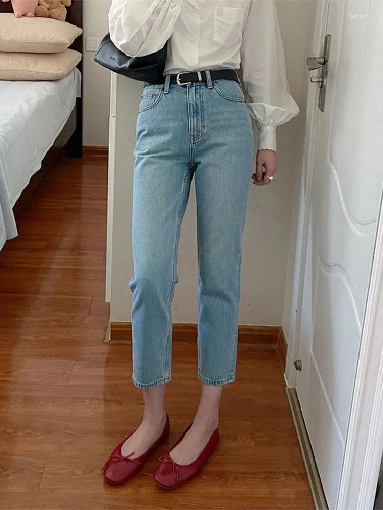 Женские джинсы расслабленная подходящая нога миниатюрные женские брюки с высокой талией классическая японская уличная одежда Y2K Элегантная