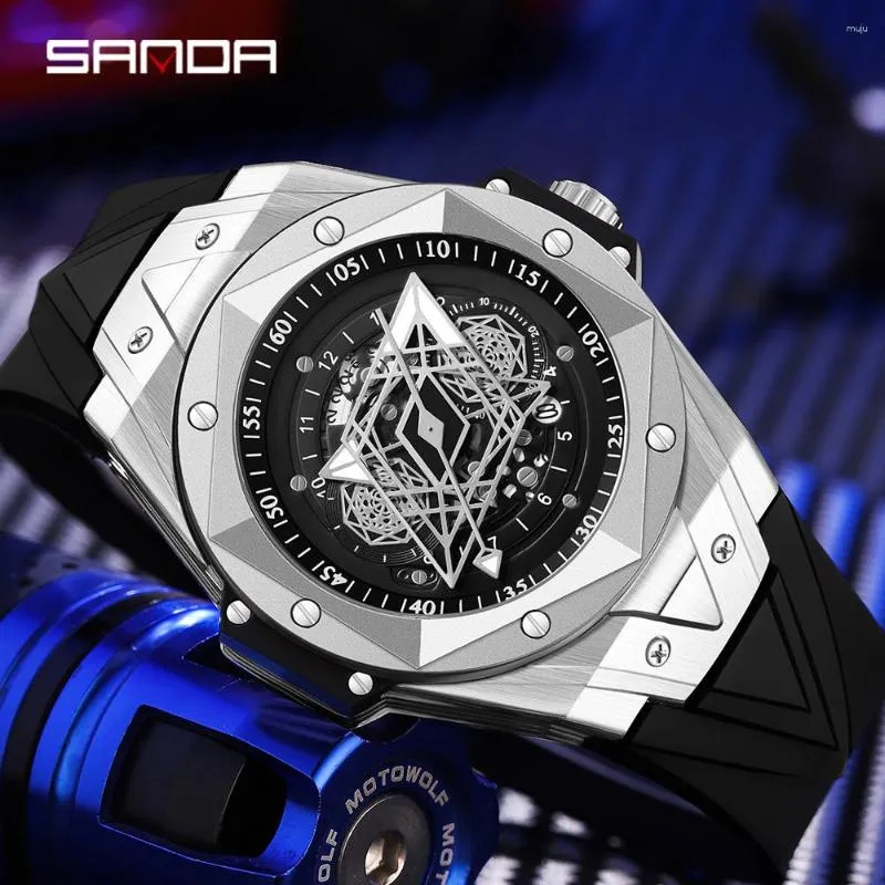 Relógios de pulso moda Sanda 2023 relógios masculinos de luxo casuais à prova d'água luminosos ponteiros relógio de quartzo para relógio masculino Relogio Masculino 7015