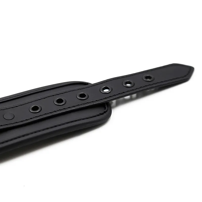 Fetish Sexy BDSM and Ankle Cuff Black Leather Handcuff Sex Toy for Couple Game Metal Bondage_voghion.com