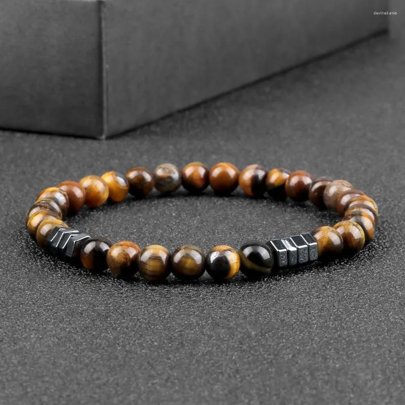 Strang Naturstein Tigerauge Für Männer Mode Paar Abstand Armbänder Frauen Yoga Energie Schmuck Malachit Armreifen