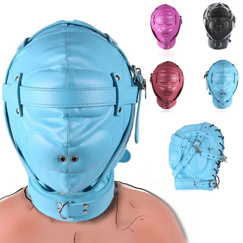 Sexspielzeug für Paare, BDSM-Bondage-Vollhaubenmasken, sensorische Deprivation, Gimp, SM-Leder gepolsterte Sklaven-Rollenspielhaube mit Atemloch, Sexspielzeug für Paare, 230710