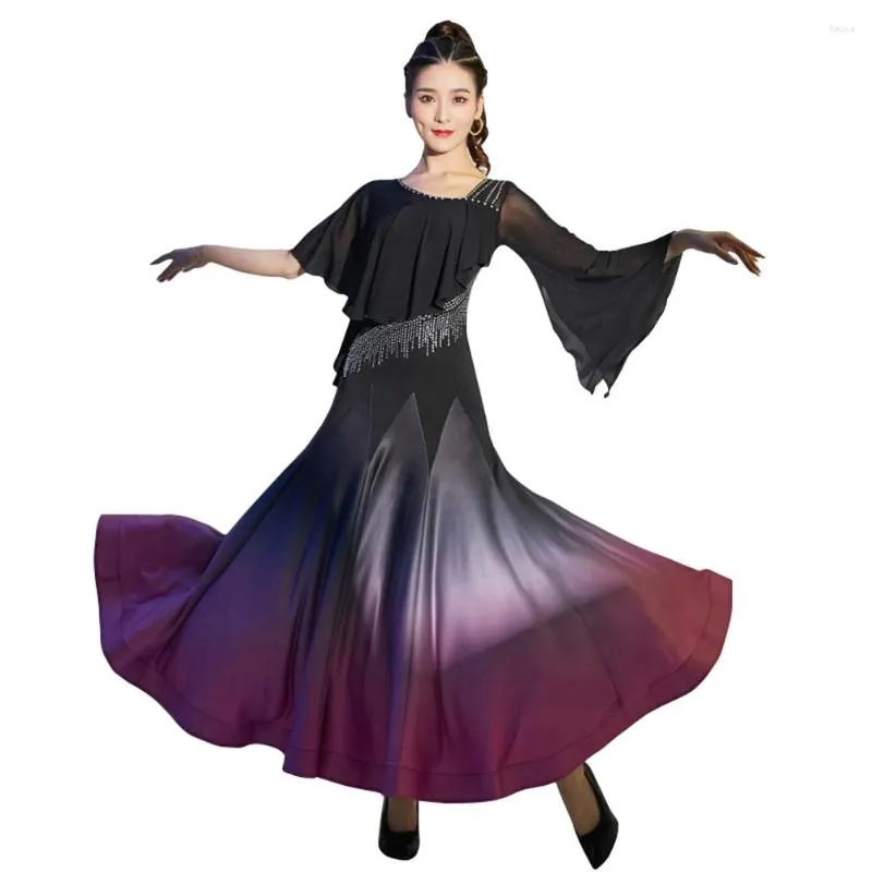 Stage Wear Waltz Ballroom Dance Competition Dress Standard Outfit Performance Costume Women Elegant Evening Gown Slim Long Skirt