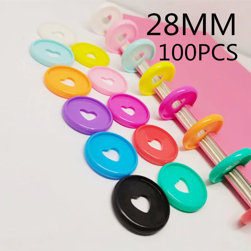 Other Desk Accessories 28MM ultrathin color plastic binding ring mushroom hole looseleaf notebook love disc supplies record book adhesive 230710