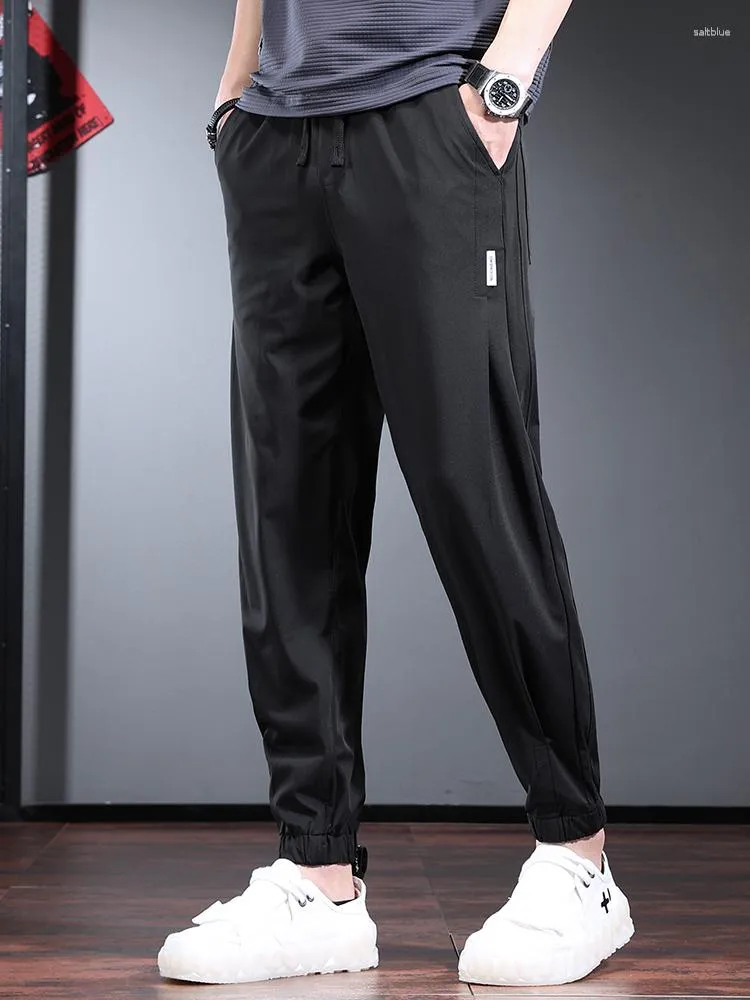 Men's Pants Ice Silk Men Summer Cool Mesh Quick Drying Joggers Casual Black Lightweight Loose Sports Elastic Waist Trousers