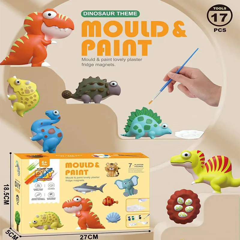 Blocks Children DIY Dinosaur Plaster Mold Shaping Toy Painting Set Kids Creative Graffiti Color Animal Model Drawing Toys Gift 230710