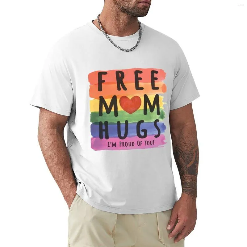 Regatas masculinas Free Mom Hugs Orgulho LGBTQ (quadrado) Camisetas grandes personalizadas de anime para homens