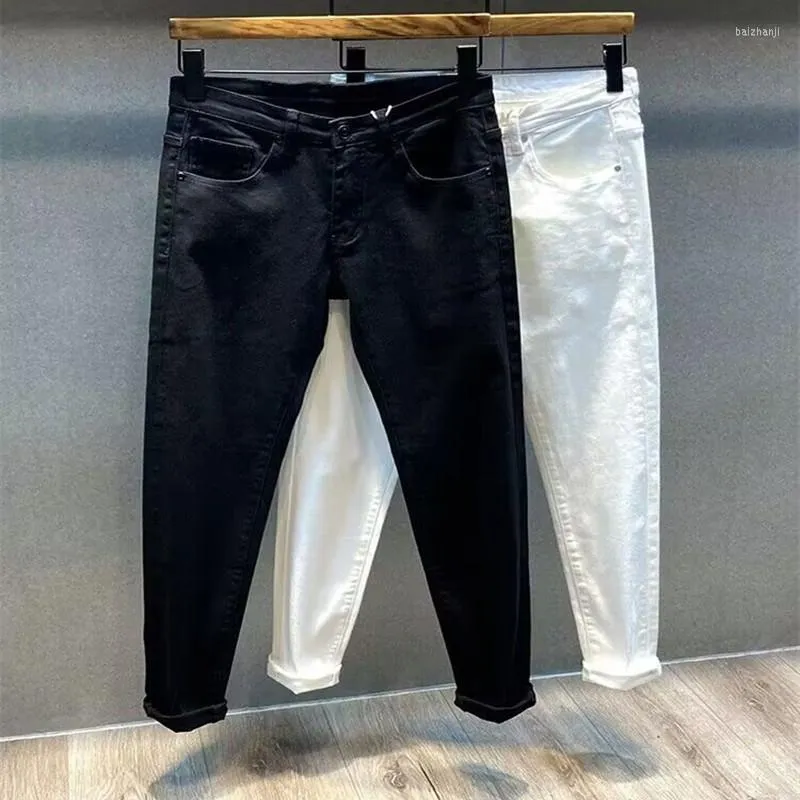 Jeans för män Harajuku Mode Sommar Snygg Lyxig Koreansk Stil För Män Svart Vit Trendiga Och Casual Streetwear Cowboybyxor