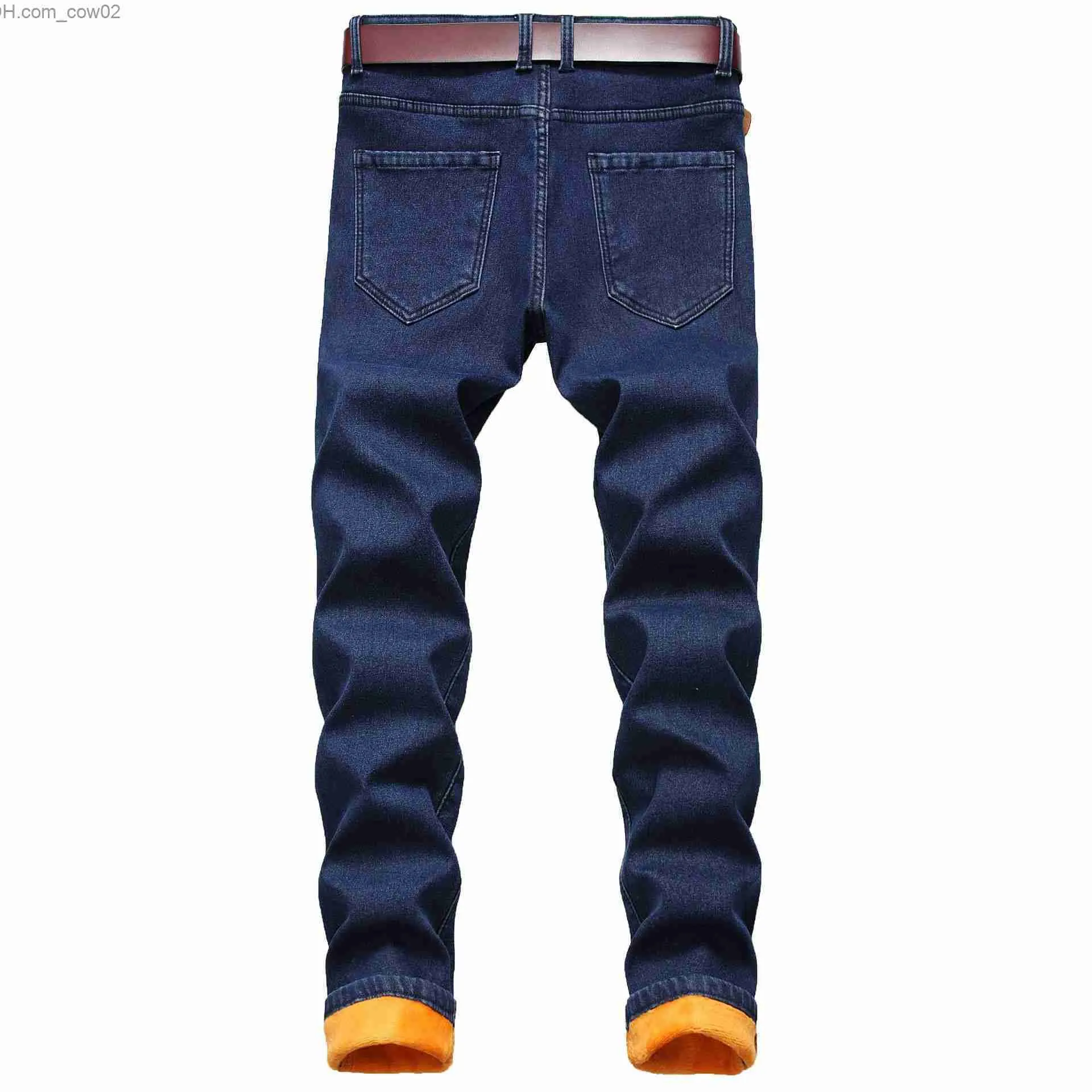 Heren Jeans Winter 2022 Nieuwe Heren Warme Slim Fit Jeans Business Mode Dikke Denim Broek Wollen Elastische Merk Broek Grote Maat 30-40 Z230713