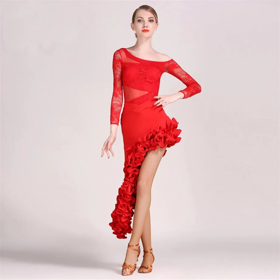 3 colors lace women latin dress Latina dance dress samba salsa dress fringe latin dance costumes for women sexy tango dresses232m