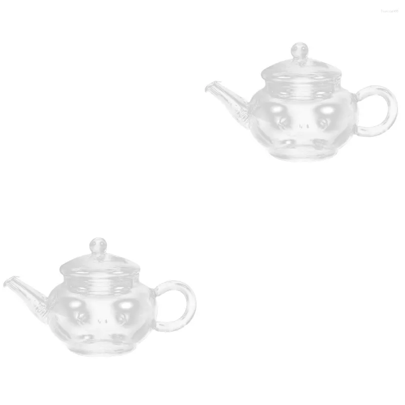 Conjuntos de louça 2 conjuntos de mini chaleira conjunto de chá em miniatura bule de flores vidro pequeno mais íngreme leite senhorita