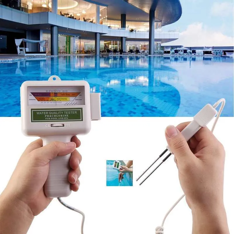 PH mètres 2 en 1 pH CETTER METTER TESTER TESTER DE QUALITÉ ESSAISE PORTABLE PH / CL2 Dispositif pour piscine Aquarium 230710