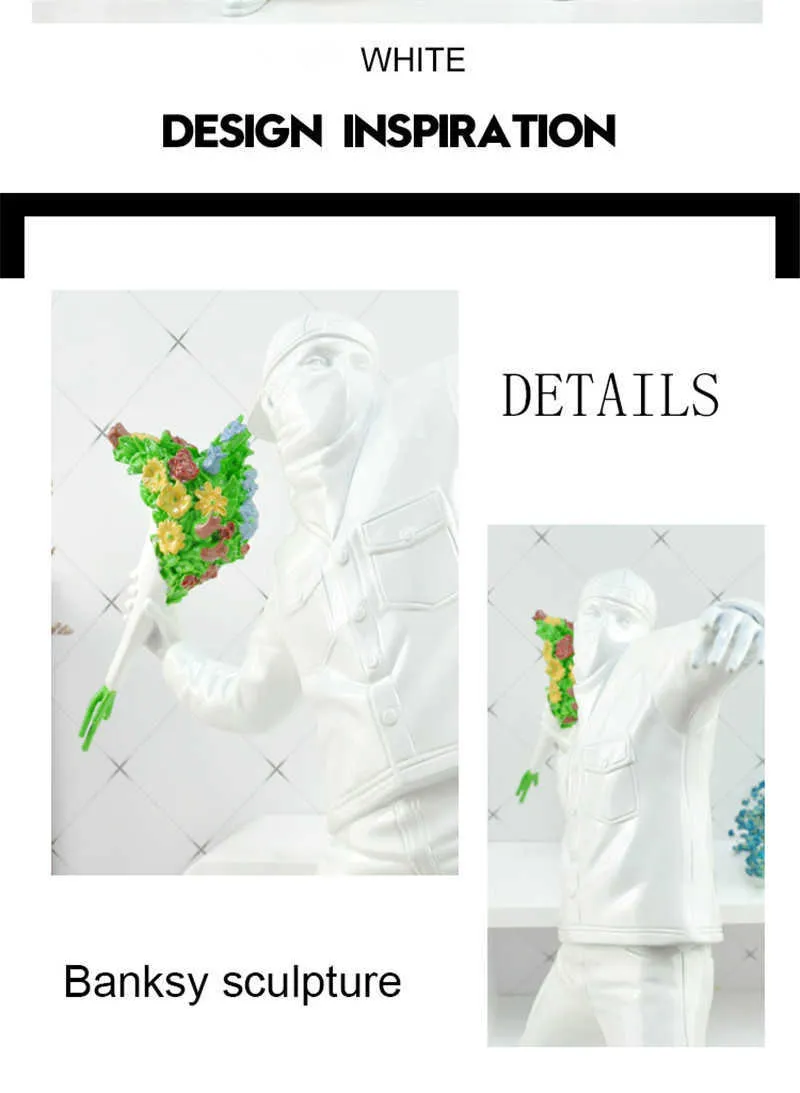 Banksy Flower Bomber Resin Figurine Modern England Street Banksy Flower Bomber Resin Figurine Modern England Street