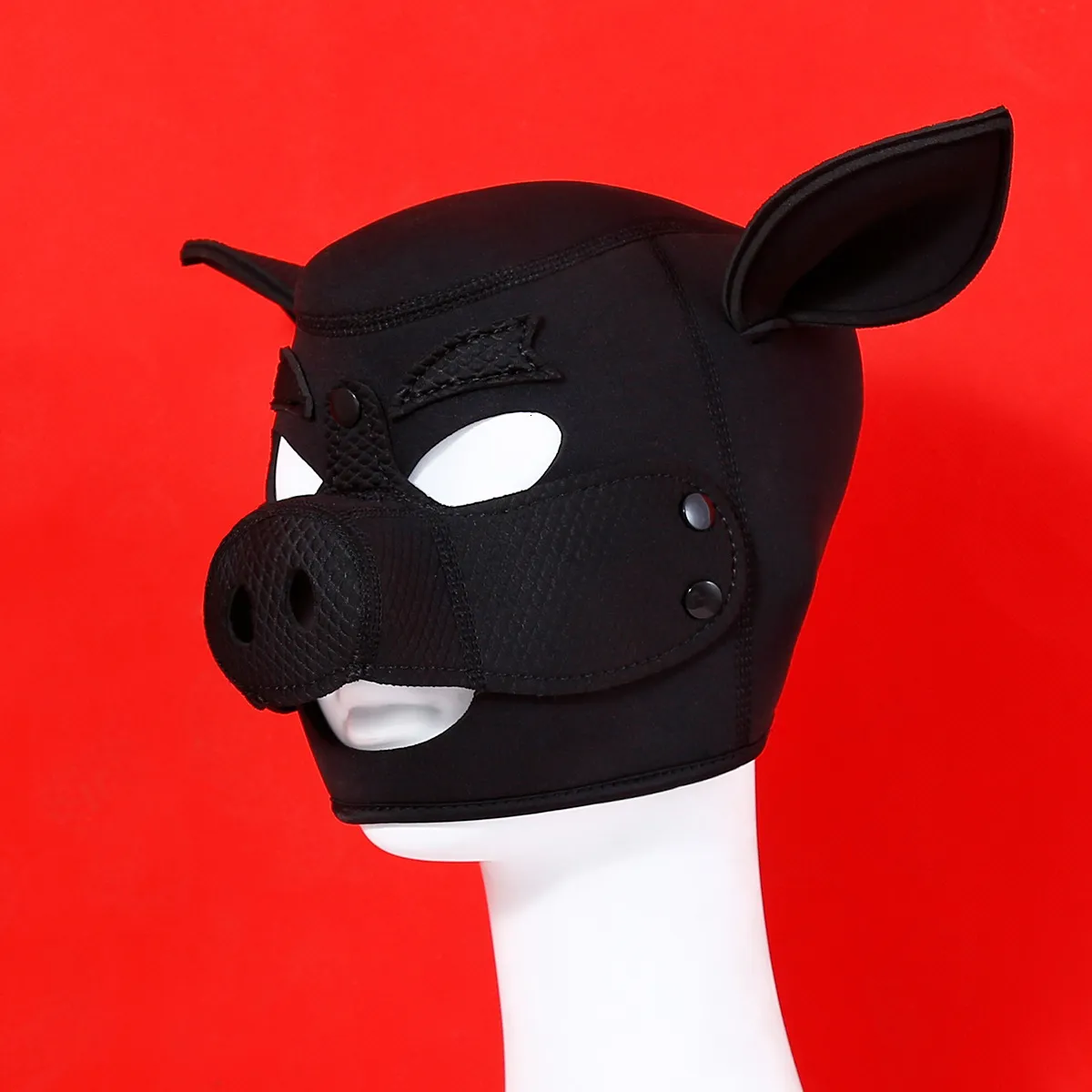 Sexspielzeug für Paare, Neopren-Fetisch-Tiermaske mit abnehmbarer Nase, voller Kopf, Bondage, BDSM, Schwein, Sklavenhaube_voghion.com