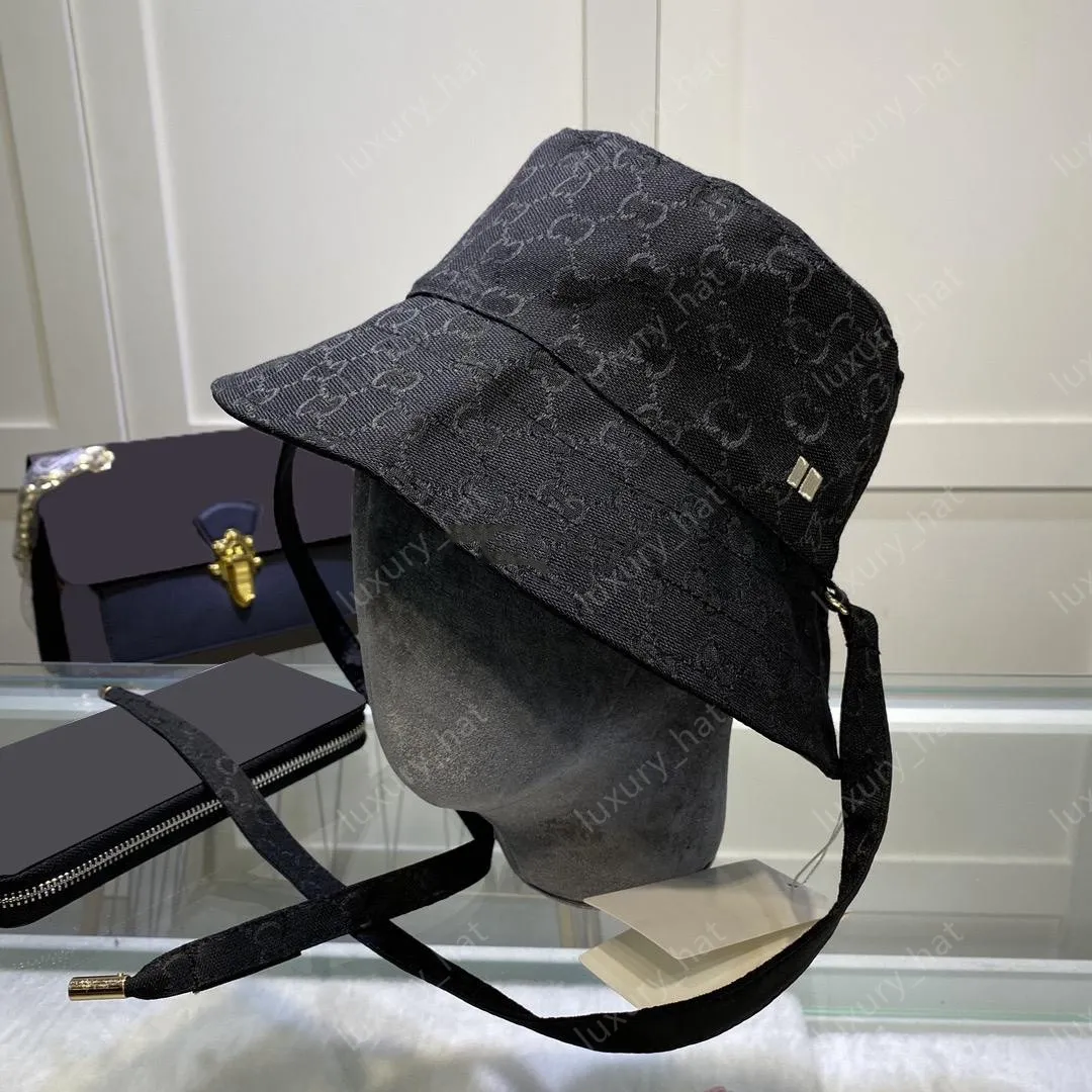 Projektantka czapki wiadra dla mężczyzn kobiety odwracalny kapelusz długi pasek Podróżowanie Ochrony przeciwsłoneczne Czapki Pełna litera oddychająca su